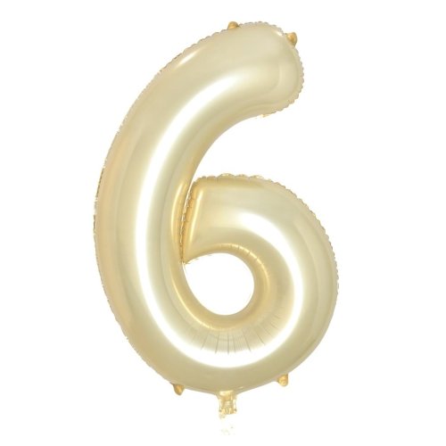 Helium INFLATED Luxe Gold Number #6 Foil Balloon