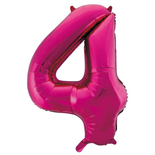 Helium INFLATED Magenta Number #4 Foil Balloon