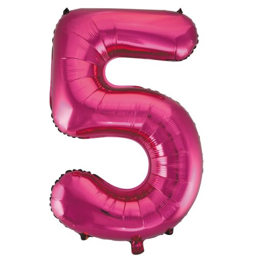 Helium INFLATED Magenta Number #5 Foil Balloon