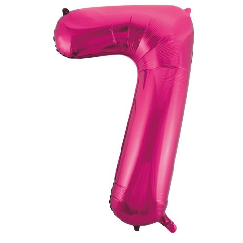 Helium INFLATED Magenta Number #7 Foil Balloon