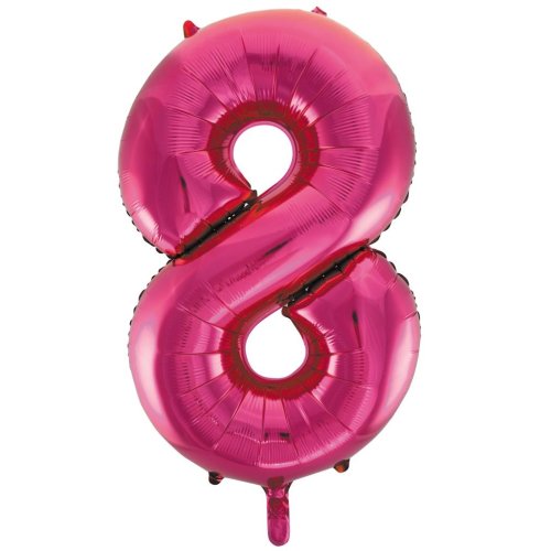 Helium INFLATED Magenta Number #8 Foil Balloon