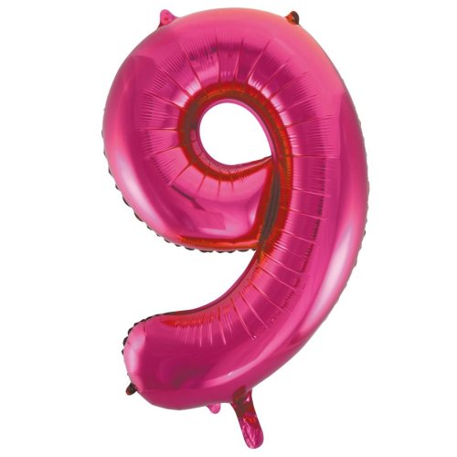 Helium INFLATED Magenta Number #9 Foil Balloon