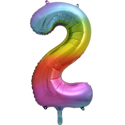 Helium INFLATED Rainbow Splash Number #2 Foil Balloon – Price Savers