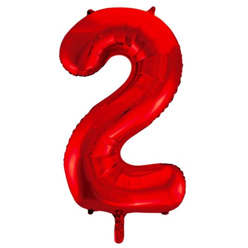 Helium INFLATED Red Number #2 Foil Balloon