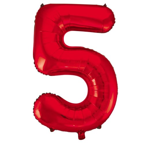 Helium INFLATED Red Number #5 Foil Balloon