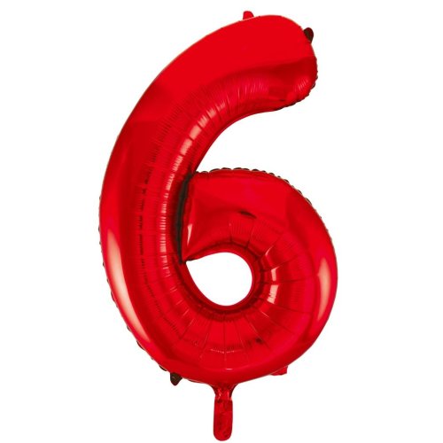 Helium INFLATED Red Number #6 Foil Balloon