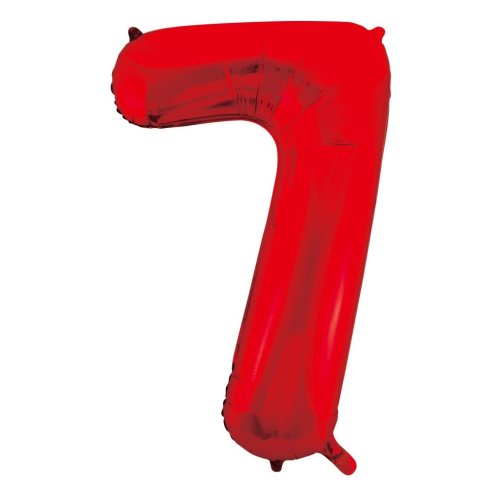 Helium INFLATED Red Number #7 Foil Balloon