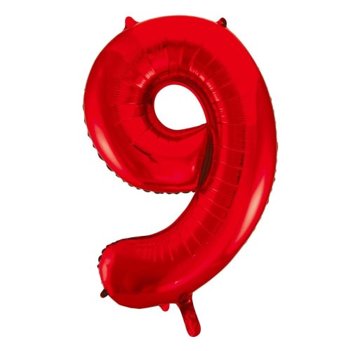 Helium INFLATED Red Number #9 Foil Balloon