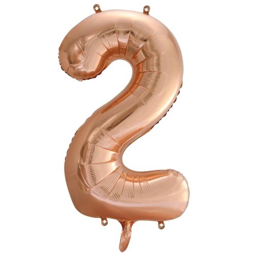 Helium INFLATED Rose Gold Number #2 Foil Balloon
