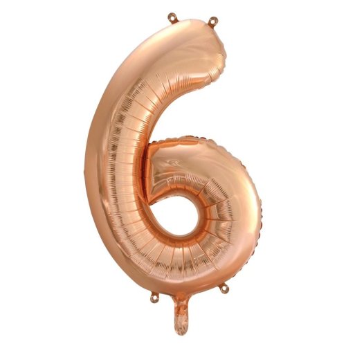Helium INFLATED Rose Gold Number #6 Foil Balloon