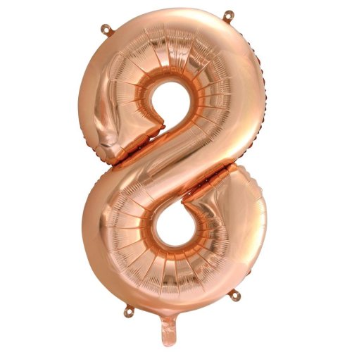 Helium INFLATED Rose Gold Number #8 Foil Balloon