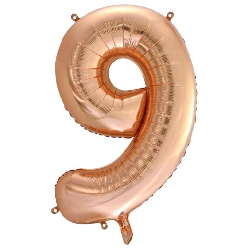 Helium INFLATED Rose Gold Number #9 Foil Balloon