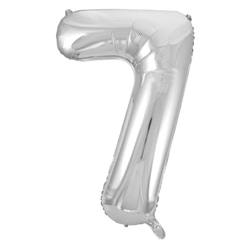 Helium INFLATED Silver Number #7 Foil Balloon