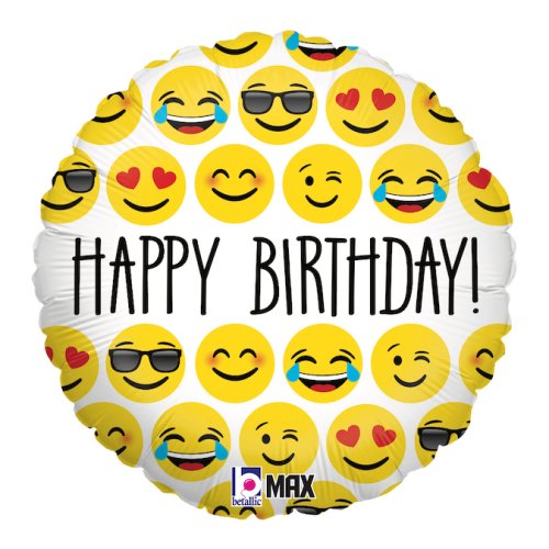Helium INFLATED Emoji Birthday Round
