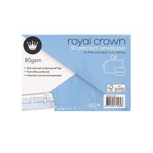 Envelope Wht Wallet P&S 80gsm C6 50Pk P7.6 FSC Mix Credit