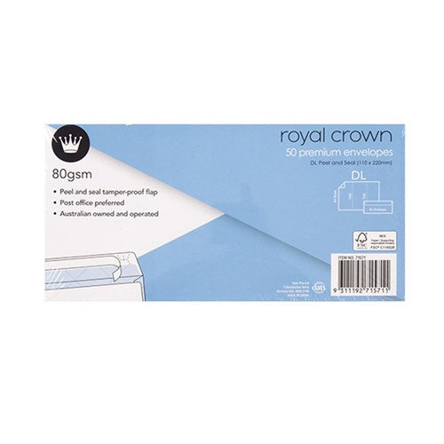 Envelope Wht Wallet P&S 80gsm DL 50Pk P7.6 FSC Mix Credit