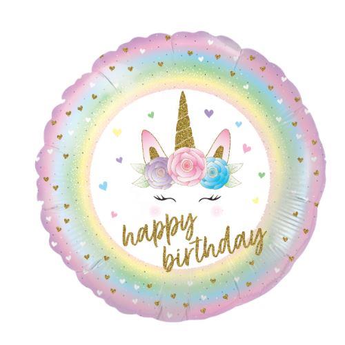 Flowers Unicorn Birthday Holographic