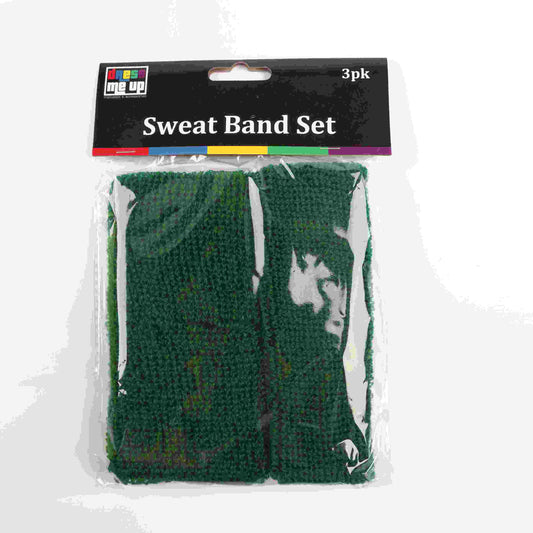 Green 3Pce Sweatband Set