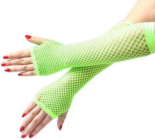 Green Fishnet Gloves 28Cm