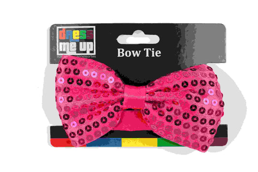 Hot Pink Sequin Bow Tie
