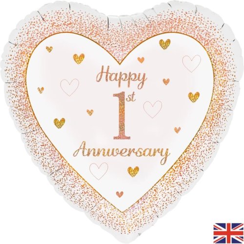 Happy 1st Anniversary Heart Rose Gold