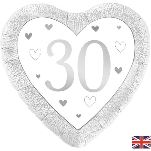 Happy 30th Anniversary Heart Silver
