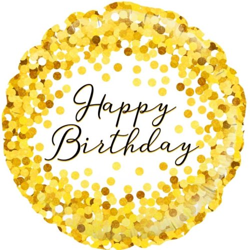 Happy Birthday Gold Sparkle - Round