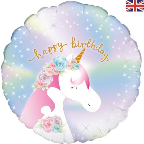 Happy Birthday Pastel Unicorn  Iridescent