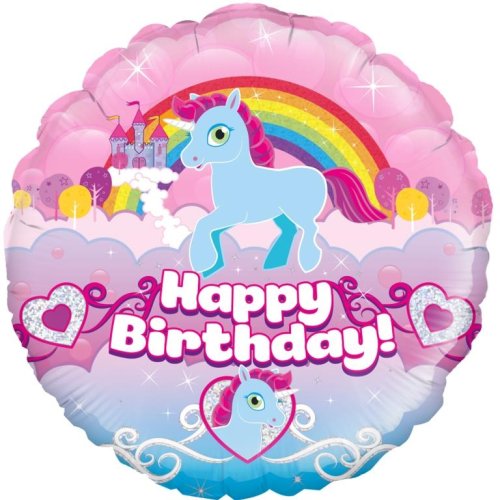 Happy Birthday Rainbow Unicorn - Round