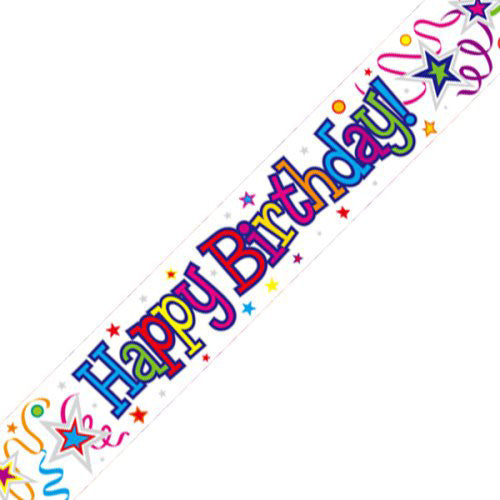 Happy Birthday Ribbons & Stars Banner