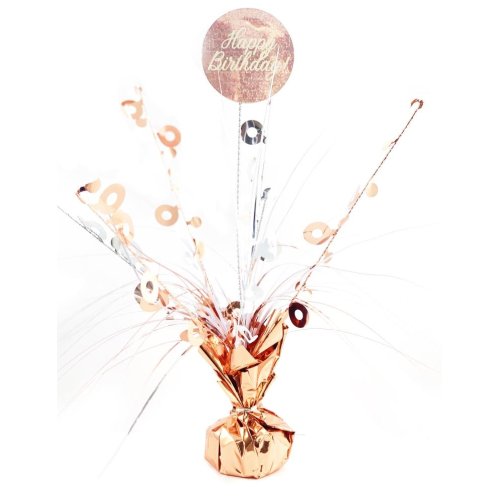 Happy Birthday Rose Gold & White Centrepiece Weight