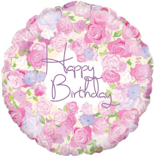 Happy Birthday Vintage Floral - Round