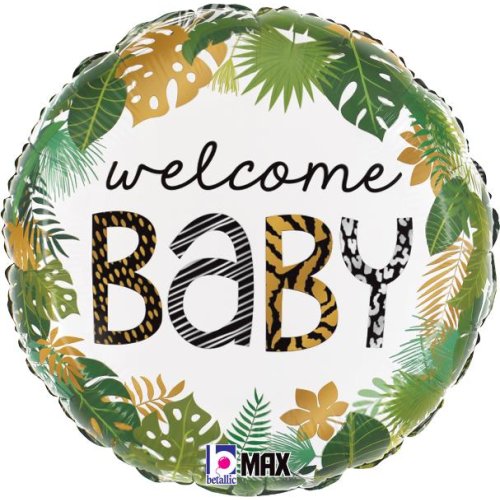 Helium INFLATED Jungle Welcome Baby Round