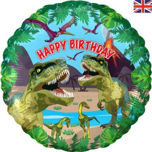Jurassic Dinosaur Happy Birthday Metallic
