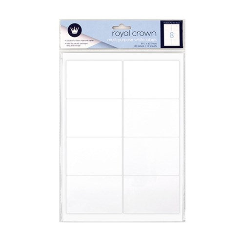 Labels White A4 8 Per Sheet 10 Sheets Total 80Pk