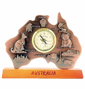 Map Clock with Watch Large - Kangaroo Design