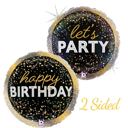 Helium INFLATED Metallic Birthday Party Holographic Round