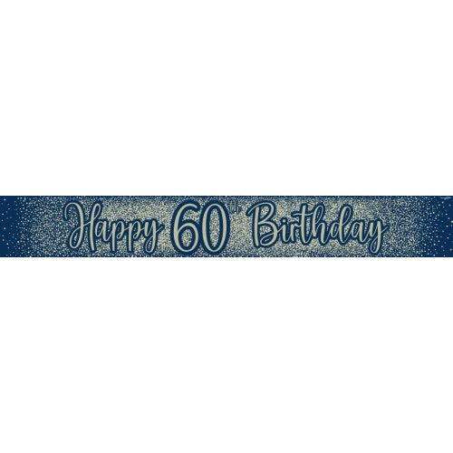 Metallic Glitter Navy Happy #60 Birthday Banner