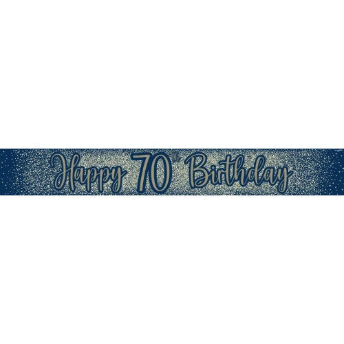 Metallic Glitter Navy Happy #70 Birthday Banner