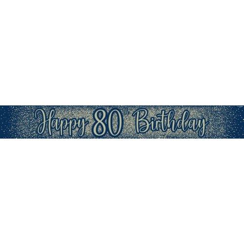 Metallic Glitter Navy Happy #80 Birthday Banner