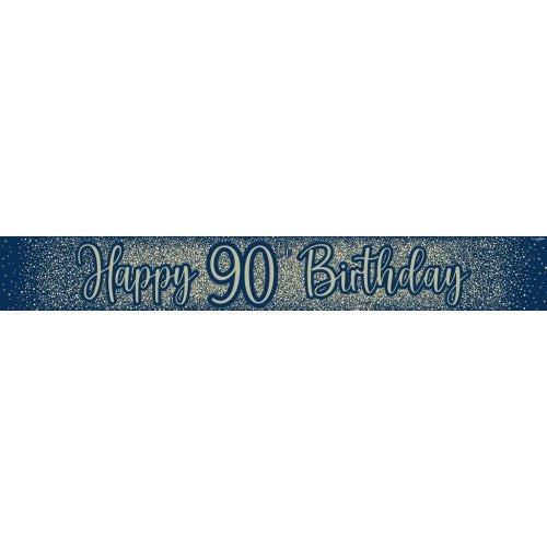 Metallic Glitter Navy Happy #90 Birthday Banner