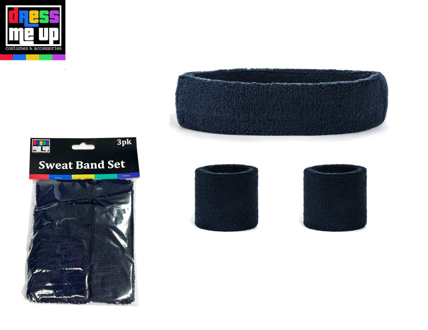 Navy Sweatband 3Pk Set