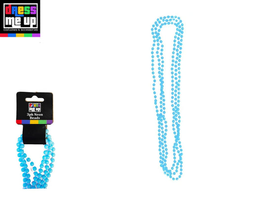 Neon Blue 90'S Beads Necklace 3Pck