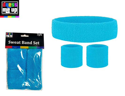 Neon Blue Sweatband 3Pk Set