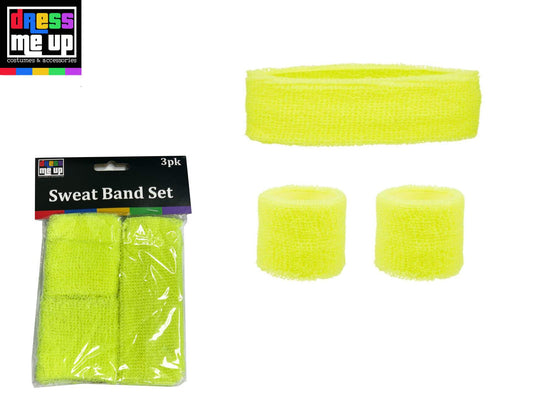Neon Yellow Sweatband 3Pk Set