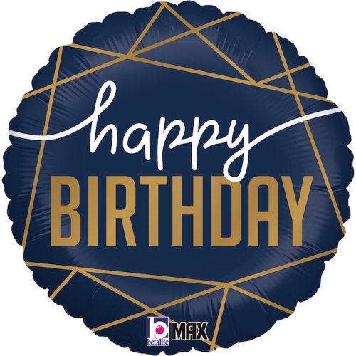 Helium INFLATED Navy Birthday Round
