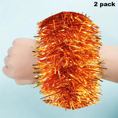 Orange 2Pck Tinsel Wristbands