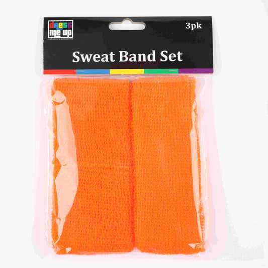 Orange 3Pce Sweatband Set