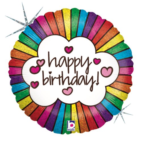 Helium INFLATED Retro Rainbow Birthday Round