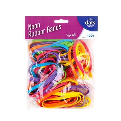 Rubber Band 100g Mixed Cols Size 64 87x6mm